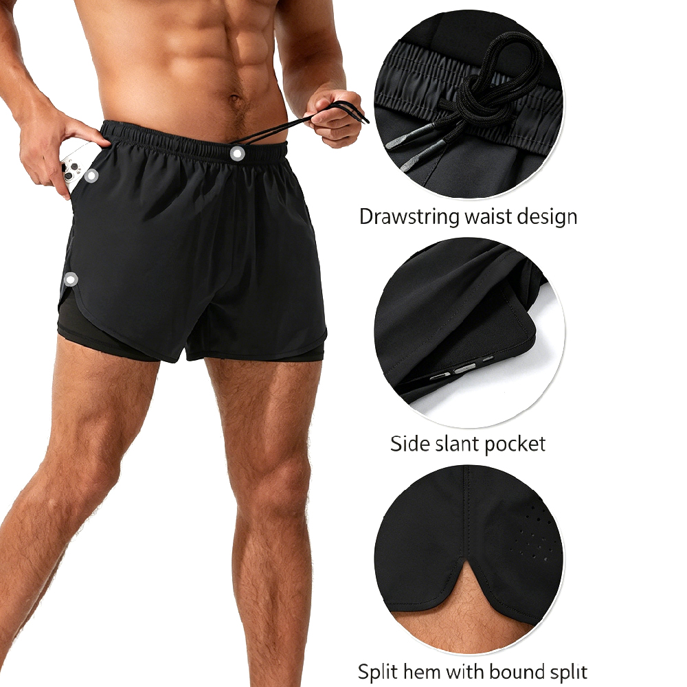 شورت جري عالي الخصر 2 في 1 مع  - مراجعة Running Gear Quick Dry وسعره