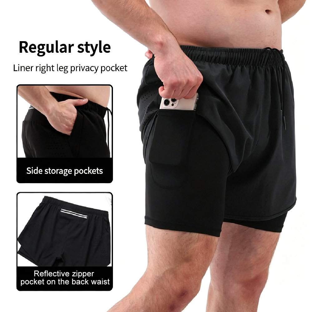 شورت جري عالي الخصر 2 في 1 مع  - مراجعة Running Gear Quick Dry وسعره